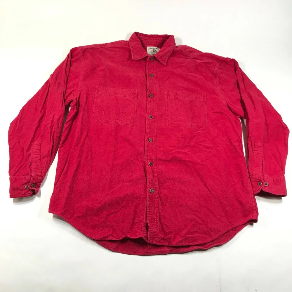Vintage Banana Republic Outfitters Button Down Shirt Mens XL Red Chamois 80s